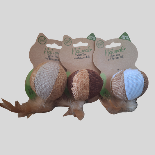 Hessian Cat Toy Set of 3 - Natural Jute Toys for Interactive Cat Play