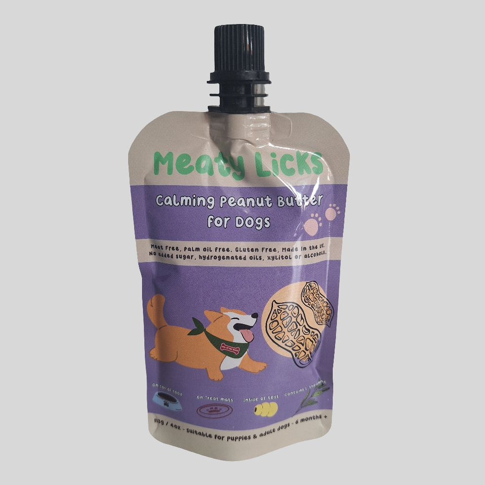 Meaty Licks Calming Peanut Butter Pouch - Premium Dog Treats