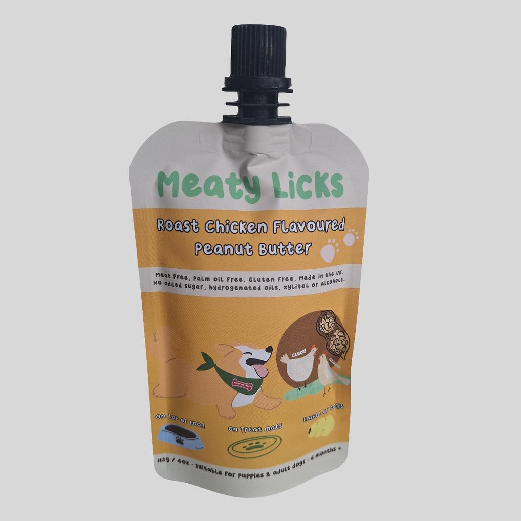 Meaty Licks Roast Chicken Peanut Butter Pouch - Premium Dog Treats