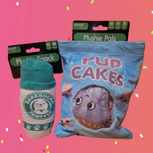 Pup Cup & Treat Bag Set - Dog Training Treats Pouch with Plush Toy