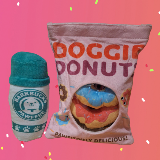 Pup Cup & Treat Bag Set - Dog Training Treats Pouch with Plush Toy