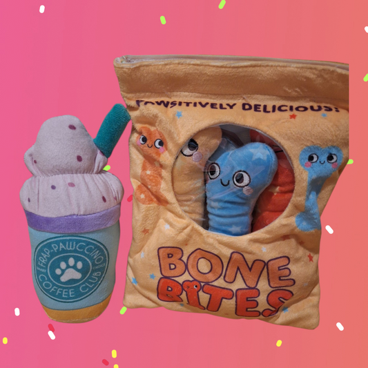 Pup Cup & Treat Bag Set - Dog Training Treats Pouch with Plush Toy