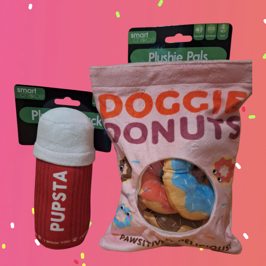 Pup Cup & Treat Bag Set - Dog Training Treats Pouch with Plush Toy