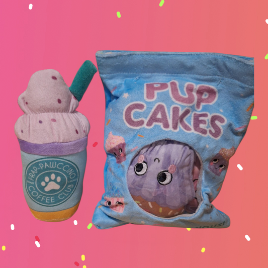 Pup Cup & Treat Bag Set - Dog Training Treats Pouch with Plush Toy